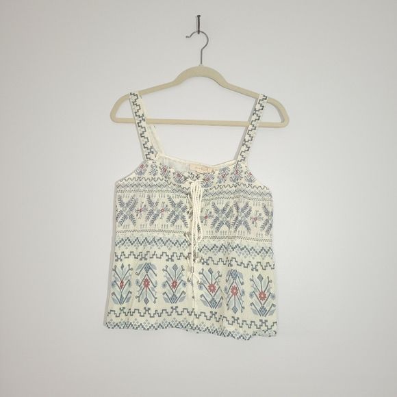 ANTHROPOLOGIE FOREVER THAT GIRL Boho Floral Lace Up Peplum Tank - Picture 5 of 14